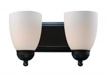  3502-1 ROB - Clayton Reversible Mount, 2-Light Armed Vanity Wall Light, with Glass Bell Shades